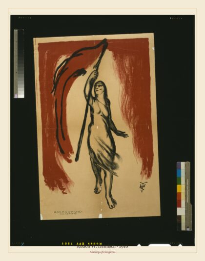 Rudolf W. Heinisch — Woman carrying a red flag (1918)