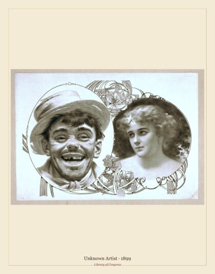 Unknown Artist — Enlarged image of tramp's head and head-and-shoulders image of woman (1899)