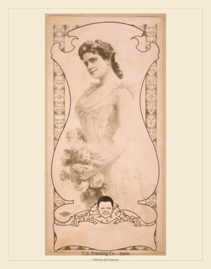 U.S. Printing Co. — Three-quarters view of woman holding flowers (1900)
