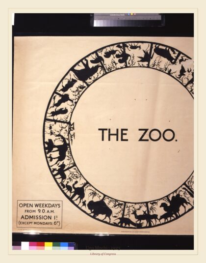 Ugo Mochi — The zoo: Book to Regent's Park or Camden Town Underground station (1923)