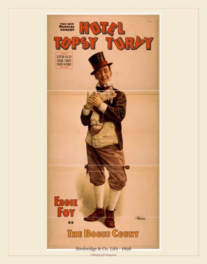 Strobridge & Co. Lith — The new musical comedy, Hotel Topsy Turvy (1898)
