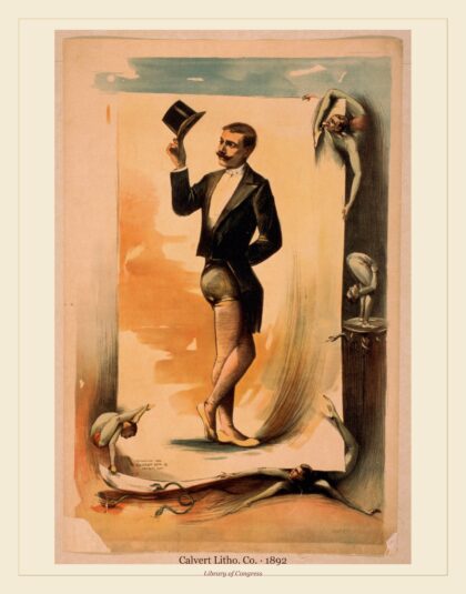 Calvert Litho. Co. — Contortionist in tuxedo jacket (1892)