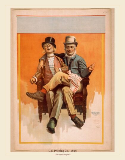 U.S. Printing Co. — Two men sitting in one chair (1899)