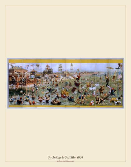 Strobridge & Co. Lith — Coney Island beach and boardwalk scenes (1898)
