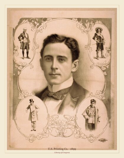U.S. Printing Co. — Bust image of man in bowtie surrounded by four images of same man in costume (1899)