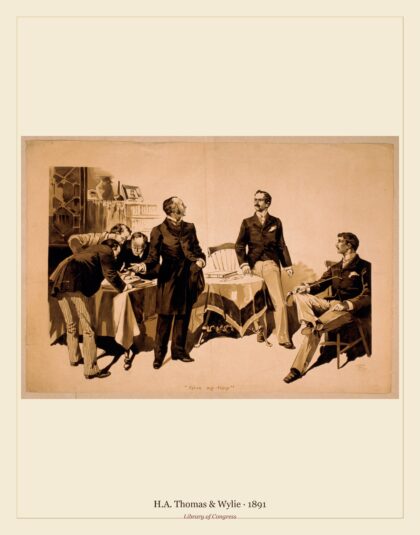 H.A. Thomas & Wylie — Men examining ledgers with two men to side (1891)
