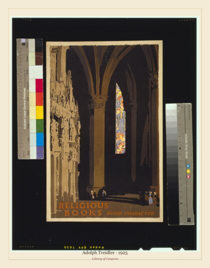 Adolph Treidler — Religious books build character (1925)