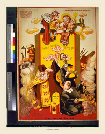 Alekseĭ Aleksandrovich Radakov — Christmas puppet show; the fight against religion is the fight for socialism (1925)