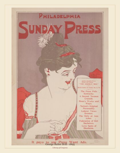 George Reiter Brill — "The German iris." Special features for Sunday, Oct. 13, '95 (1895)